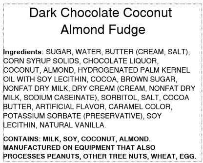 Dark Chocolate Coconut Almond Fudge