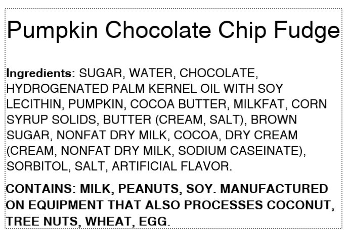Pumpkin Chocolate Chip Fudge